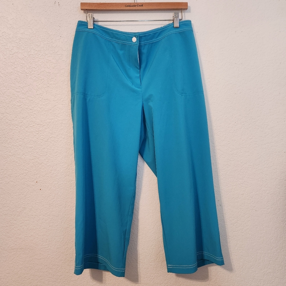 Chicos Zenergy‎ Vibrant Turquoise Blue Wide-Leg Pants, Size 2